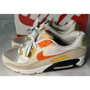 Nike Air Max 90 SE Summit White Safety Orange Sneakers FB4315-100 Mens Size 8.5
